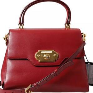 Dolce & Gabbana Red Leather Top Handle Crossbody WELCOME Shoulder Bag