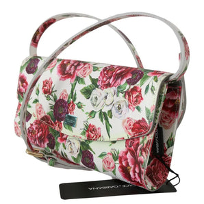 Dolce & Gabbana White Purse Clutch Floral Roses Leather Cross Body Bag