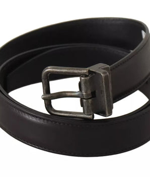 Dolce & Gabbana Black Calf Leather Antique Buckle Men Belt
