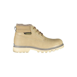 Botas Carrera Beige con Cordones y Detalles en Contraste