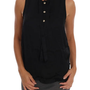 Versace Jeans Chic Sleeveless Black Shirt Blouse