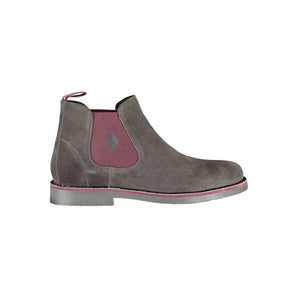 US POLO ASSN. Elegant Gray Ankle Boots with Contrasting Details