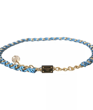 Dolce & Gabbana Blue Braided Gold Brass Chain Waist Belt