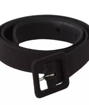 Dolce & Gabbana Black Velvet Leather Logo Waist Buckle Belt