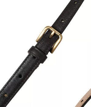 Dolce & Gabbana Dark Brown Leather Gold Metal Buckle Women Belt