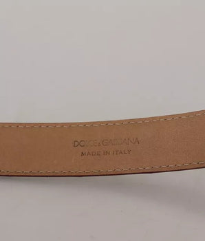 Dolce & Gabbana Brown Leather Gold Engraved Metal Buckle Belt