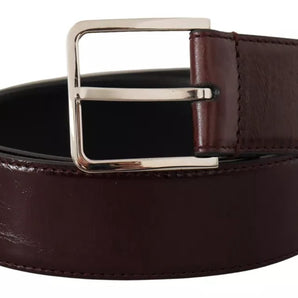 Dolce & Gabbana Dark Brown Leather Logo Engraved Metal Buckle Belt