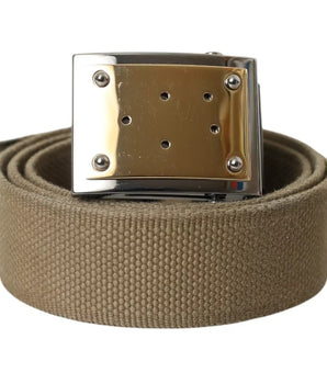 Dolce & Gabbana Brown Canvas Square Metal Buckle Men Belt