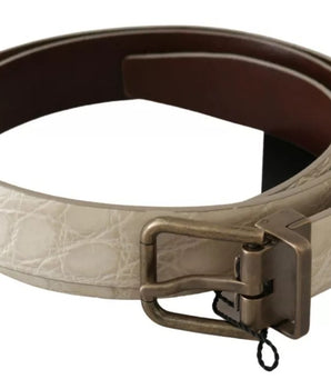 Dolce & Gabbana Cream Beige Gold Buckle Waist Leather Belt