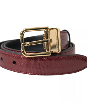 Dolce & Gabbana Maroon Leather Gold Metal Buckle Men Belt