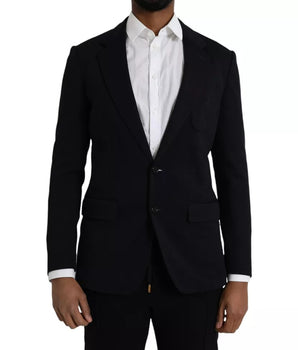 Dolce & Gabbana Blue Wool Notch Single Breasted Coat Blazer