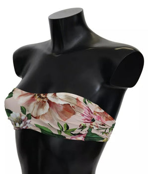Dolce &amp; Gabbana Traje de baño con estampado floral rosa Top de bikini para la playa