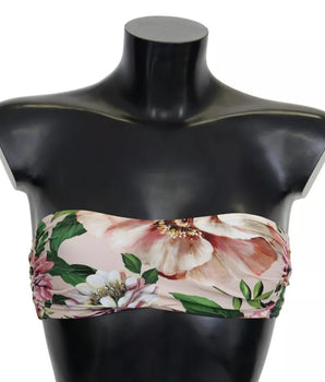 Dolce &amp; Gabbana Traje de baño con estampado floral rosa Top de bikini para la playa