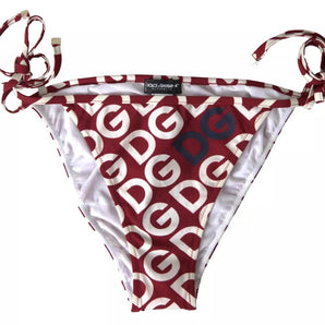 Dolce & Gabbana Bordeaux DG Mania Print Bottom Beachwear Bikini