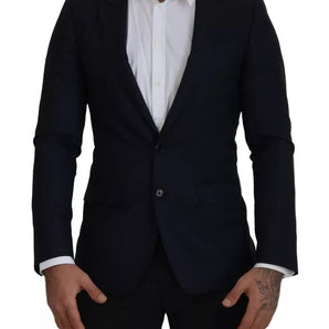 Dolce & Gabbana Blue Wool Single Breasted Coat Men Blazer