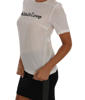 Dolce & Gabbana Silk Sequined 'Italia Is Love' White Blouse Dolce & Gabbana 