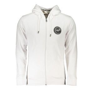 Cavalli Class Elegante sudadera con capucha blanca y logo estampado