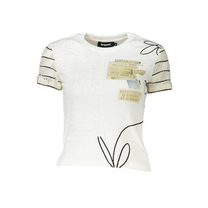 Desigual Chic camiseta blanca estampada con detalle en contraste