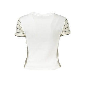 Desigual Chic camiseta blanca estampada con detalle en contraste