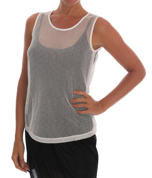 Dolce & Gabbana White Net Tank Transparent Top