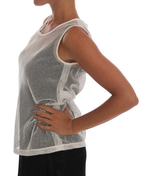 Dolce & Gabbana White Net Tank Transparent Top