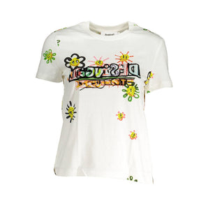 Camiseta Desigual Chic estampada con cuello redondo y detalles en contraste