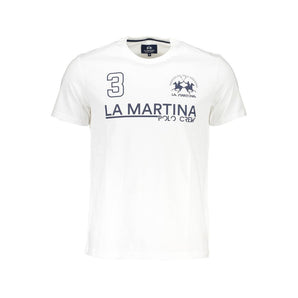 La Martina Elegante camiseta blanca de algodón con estampado icónico