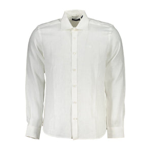 North Sails Camisa elegante de lino blanca de manga larga