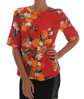 Dolce &amp; Gabbana Embellished Crepe Blouse with Blossom Print