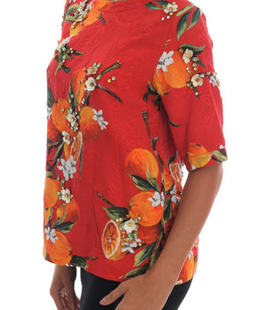 Dolce &amp; Gabbana Embellished Crepe Blouse with Blossom Print