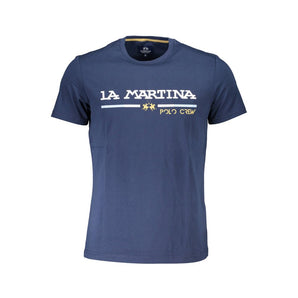 La Martina Elegante camiseta de algodón azul con emblema icónico