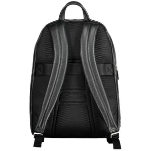 Piquadro Elegante Mochila de Piel Negra con Compartimento para Portátil