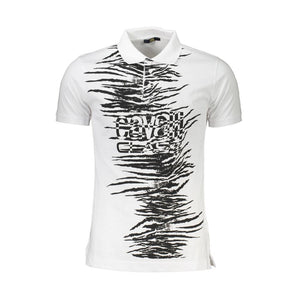 Cavalli Class White Cotton Men Polo Shirt