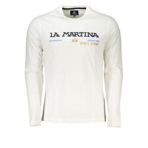 La Martina Chic Camiseta Blanca Bordada Con Cuello Redondo