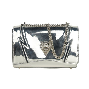 Plein Sport elegante bolso de hombro gris con correa de cadena