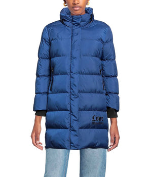 Love Moschino Chic Chaqueta larga de plumas con detalle de logo