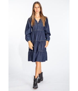 Love Moschino Elegant Dark Blue Denim Flare Dress