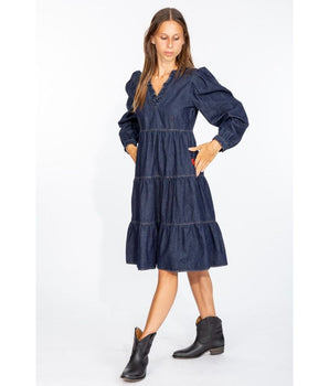 Love Moschino Elegant Dark Blue Denim Flare Dress