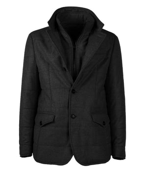 Made in Italy Black Wool Men's Jacket with Cashmere Touch