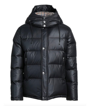 Aquascutum Black Polyester Men Jacket with Removable Hood