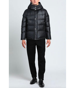 Aquascutum Black Polyester Men Jacket with Removable Hood