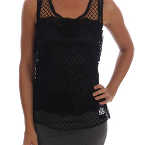 Dolce &amp; Gabbana Elegant Black Lace Sleeveless Cami Blouse