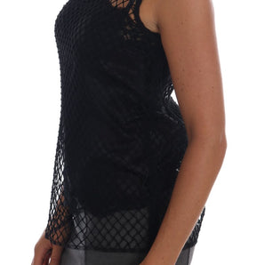 Dolce &amp; Gabbana Elegant Black Lace Sleeveless Cami Blouse