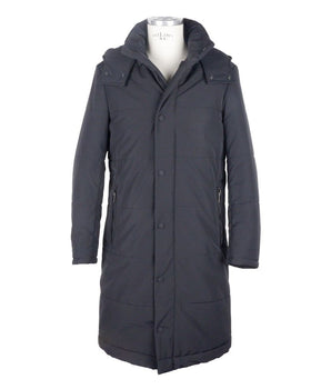 Made in Italy Black Wool Men's Raincoat