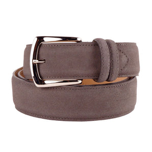 Made in Italy Elegant Gray Suede Calfskin Belt