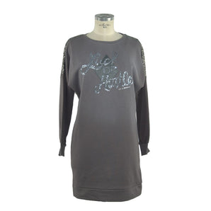 Vestido sudadera de manga larga Imperfect Chic en gris