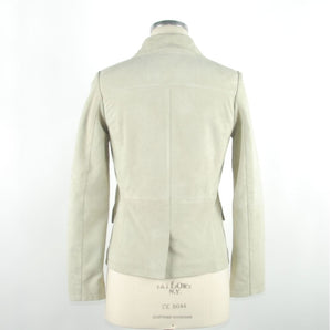 Elegante chaqueta de cuero blanca de Emilio Romanelli