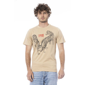 Cavalli Class Beige Cotton Men T-Shirt