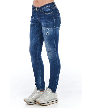 Frankie Morello Blue Cotton Women Jeans Frankie Morello 