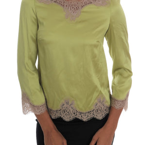 Dolce & Gabbana Elegant Floral Lace Silk Blouse